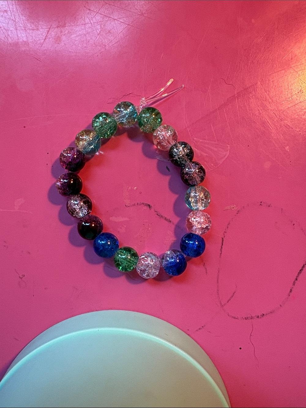 Kids Multicolor Crackle Bead Bracelet - Fun Stretch Bracelet